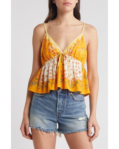 Free People Double Date Floral Camisole - Yellow