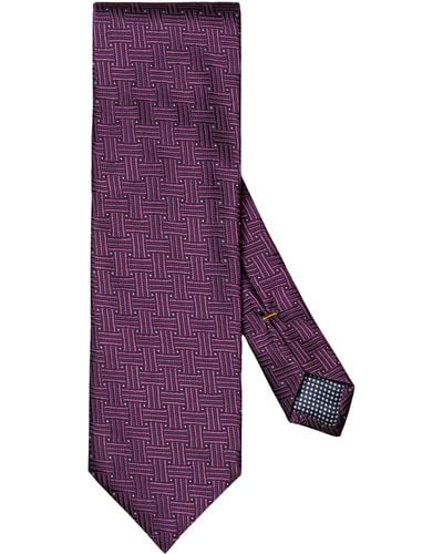 Eton Basketweave Silk Tie - Purple