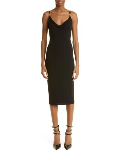 Versace Cowl Neck Jersey Midi Dress - Black