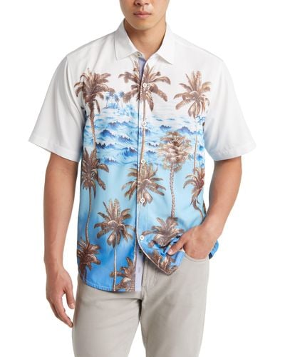 Tommy Bahama Mojito Bay Playa Palms Short Sleeve Button-up Shirt - Blue