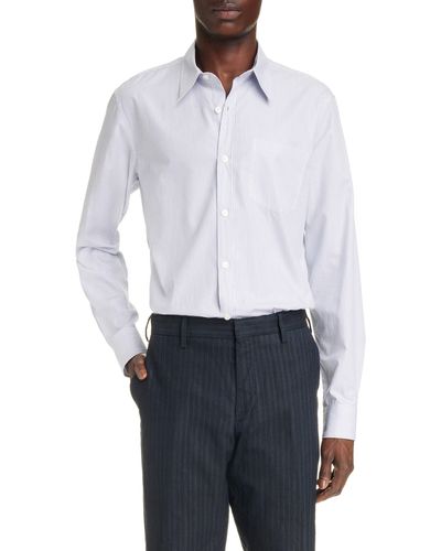 Dries Van Noten Corbino Stripe Cotton Button-up Shirt - White