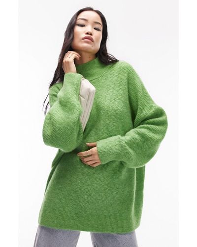 TOPSHOP Oversize Mock Neck Sweater - Green