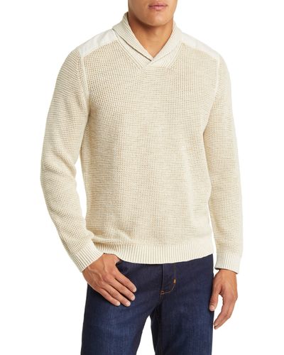 Tommy Bahama Tidemark Shawl Collar Cotton Sweater - Natural