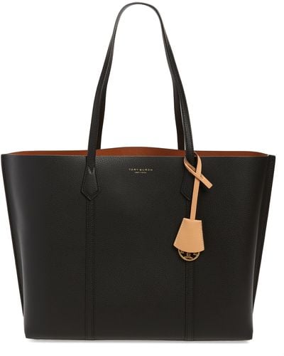 Tory Burch Perry Triple Compartment Leather Tote - Black