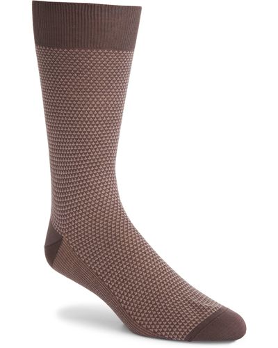 Canali Micropattern Cotton Dress Socks - Brown