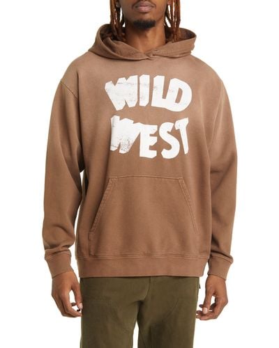 One Of These Days Wild West Ombré Cotton Graphic Hoodie - Brown