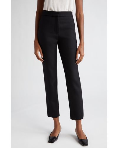 Adam Lippes High Waist Double Face Stretch Wool Ankle Pants - Black
