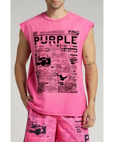 Purple Brand Textured Jersey Sleeveless Muscle Tee - Pink