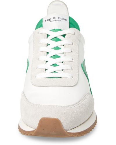 Rag & Bone Retro Runner Sneaker In White/green At Nordstrom Rack