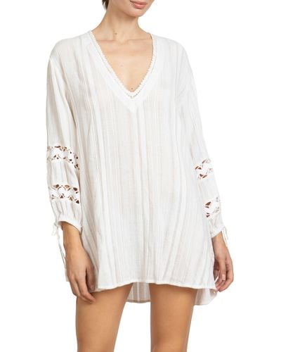 Robin Piccone Jo Long Sleeve Cover-up Tunic - White