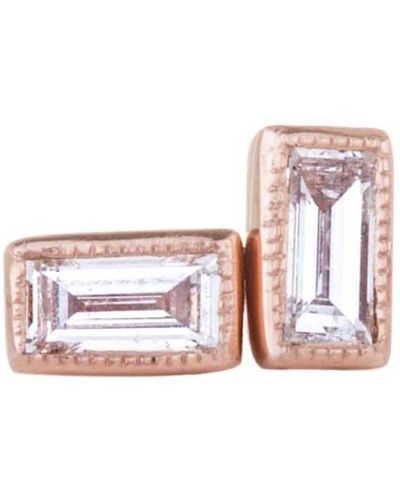 Sethi Couture Baguette Diamond Stud Earrings - Pink