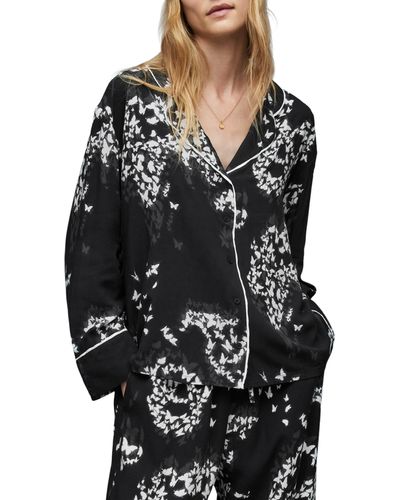 AllSaints Safi Orsino Pajama Shirt - Black
