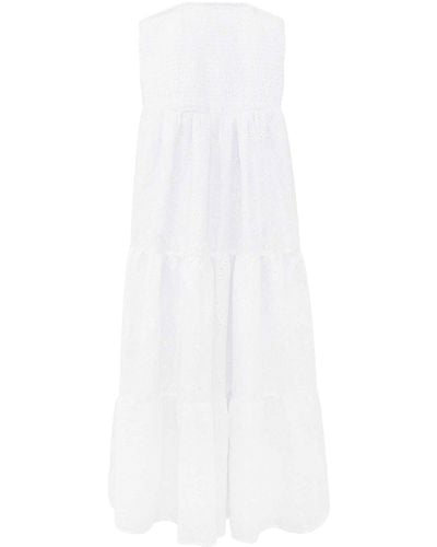 Speechless Smocked Eyelet Strapless Maxi Dress - White