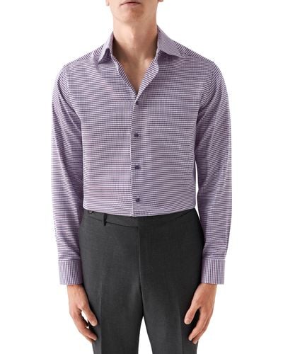 Eton Slim Fit Houndstooth Dress Shirt - Purple