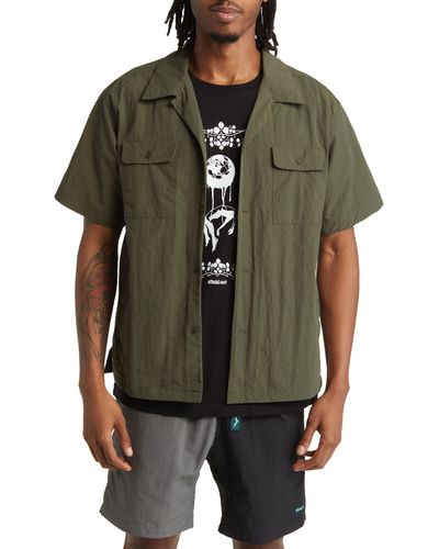 Afield Out Carbon Short Sleeve Button-up Camp Shirt - Green