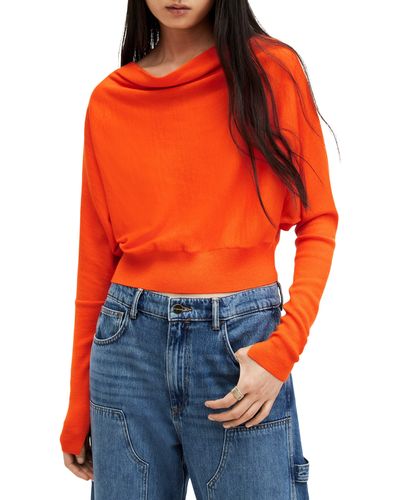AllSaints March Merino Wool Cowl Neck Sweater - Orange