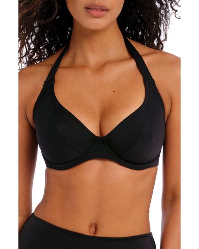 Freya Jewel Cove Underwire Banded Halter Bikini Top - Black