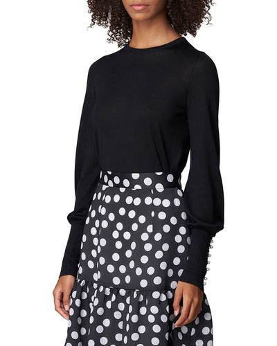 Carolina Herrera Imitation Pearl Cuff Sweater - Black