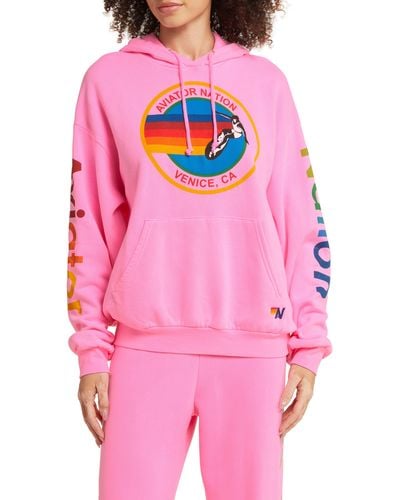 Aviator Nation Relaxed Graphic Hoodie - Pink
