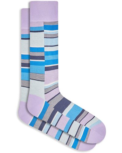 Bugatchi Geo Pattern Cotton Blend Dress Socks - Blue