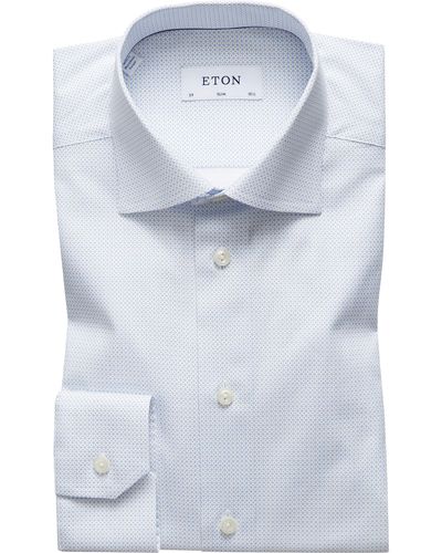 Eton Slim Fit Dot Print Dress Shirt - Blue