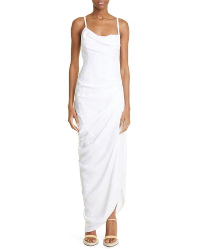 Jacquemus La Robe Saudade Asymmetric Maxi Dress - White