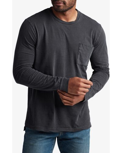 Rowan Asher Long Sleeve Cotton Pocket T-shirt - Black