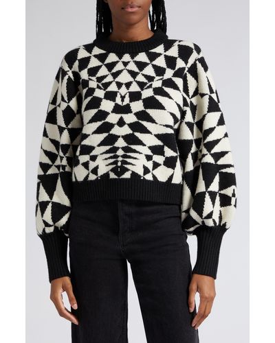 FARM Rio Heart Deco Knit Sweater in Black | Lyst