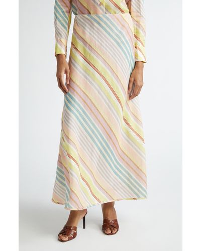 Zimmermann Halliday Bias Stripe Linen Maxi Skirt - Multicolor