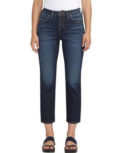 Jag Jeans Ruby Mid Rise Crop Straight Leg Jeans - Blue