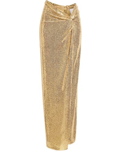 Michael Kors Hand Embroidered Sequin Stretch Jersey Pareo Skirt - Natural