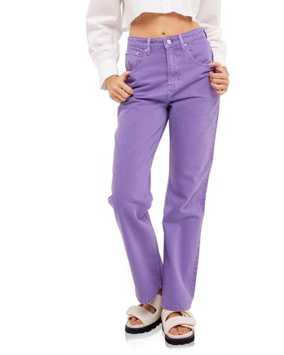 Grey Lab Color Wash Wide Leg Jeans - Purple