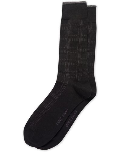 Cole Haan Plaid Dress Socks - Black