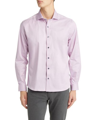 Stone Rose Drytouch Performance Sateen Button-up Shirt - Purple