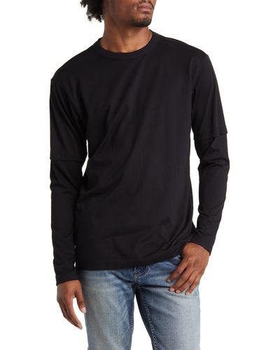 BP. Layer Long Sleeve Cotton Blend T-shirt - Black