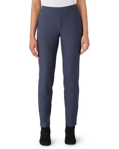 Eileen Fisher Slim Ankle Stretch Crepe Pants - Blue