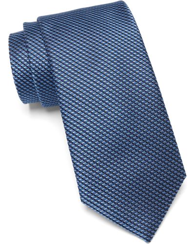 Nordstrom Caldwell Mini Geometric Pattern Silk Tie - Blue
