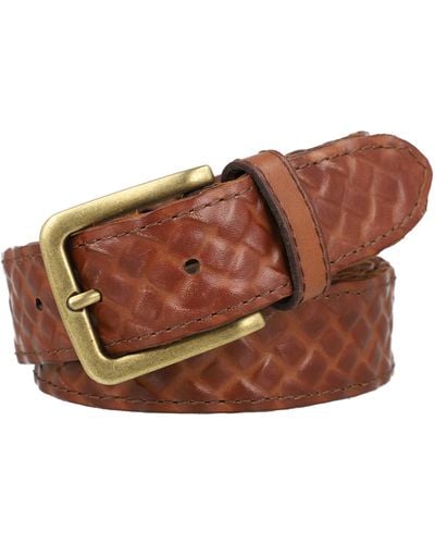 Frye Leather Covered Woven Belt - Brown