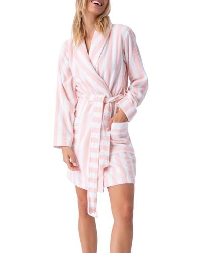 Pj Salvage Stripe Terry Cloth Robe - Pink