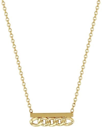 Zoe Chicco Curb Chain Bar Pendant Necklace - Metallic