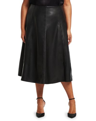 Estelle Ashdown Faux Leather A-line Skirt - Black