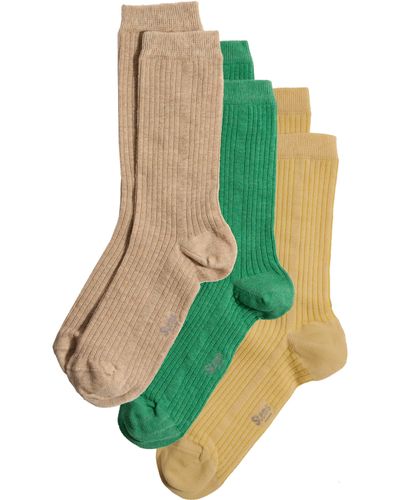 Stems Assorted 3-pack Rib Socks - Green