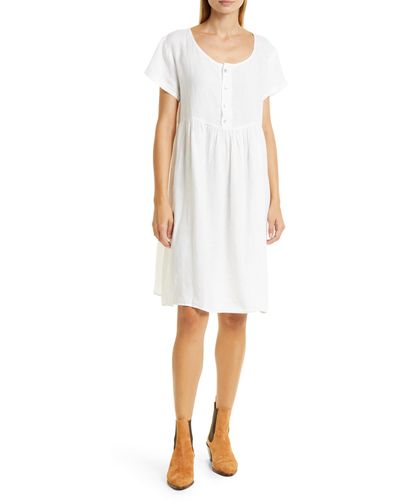 Merritt Charles Linen Shift Dress - White