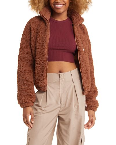 BP. High Pile Fleece Zip-up Jacket - Brown