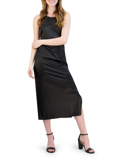Julia Jordan Tie-back Cutout Satin Midi Dress - Black