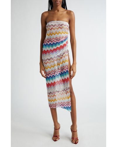 Missoni Strapless Semisheer Chevron Dress - Multicolor