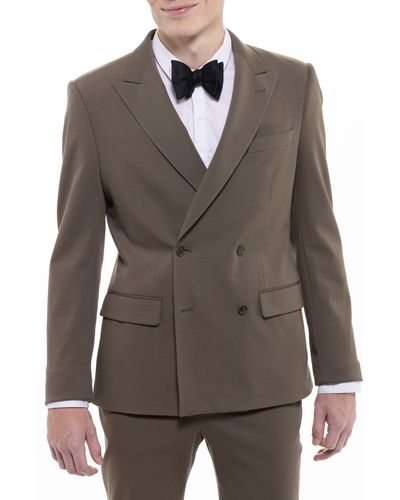 D.RT James Double Breasted Blazer - Brown