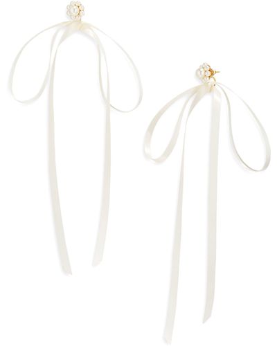 Simone Rocha Imitation Pearl Ribbon Stud Earrings - White