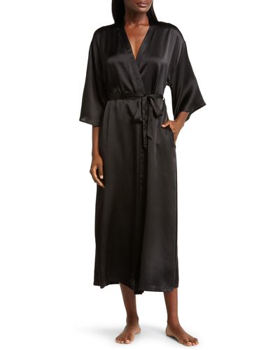 Nordstrom Washable Silk Longline Robe - Black