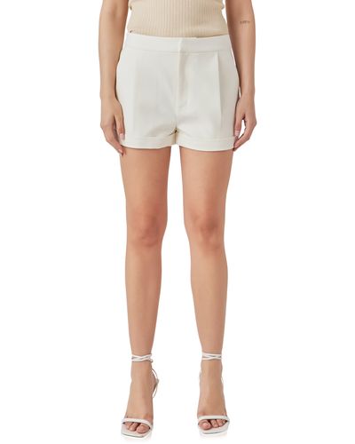 Endless Rose Pleated Low Rise Shorts - White